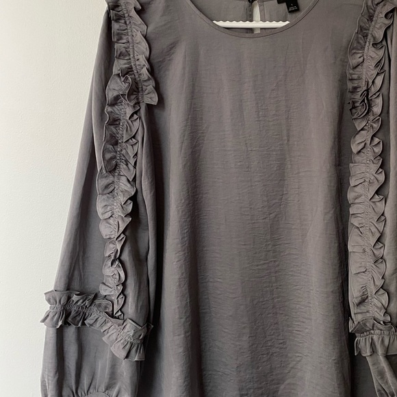 Ann Taylor Grey Ruffle Blouse - Picture 5 of 5